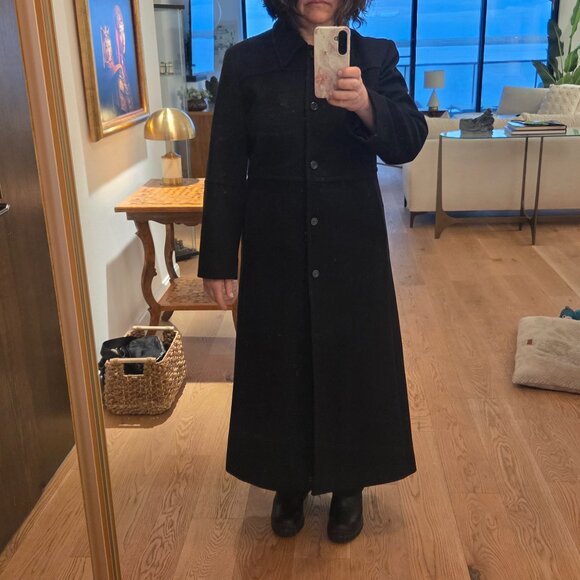 Harvé Bernard 100% Wool Black Full-length Maxi Coat - Picture 6 of 8